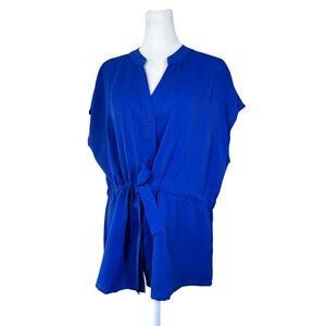NWT Cicibird Royal Blue Tie Waist Button Front Sleeveless Blouse